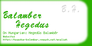 balamber hegedus business card