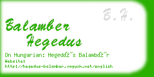 balamber hegedus business card